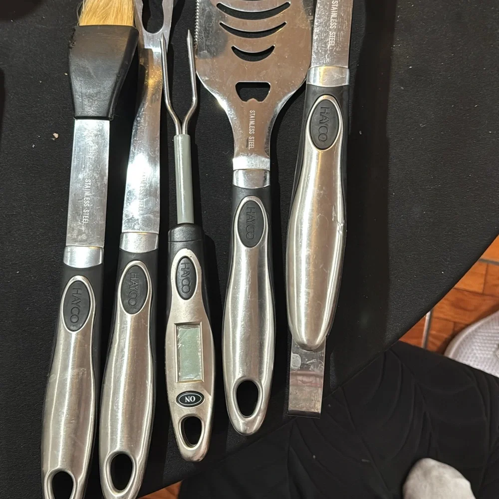 Stainless Steel‎ BBQ Tool Set - Black and Silver